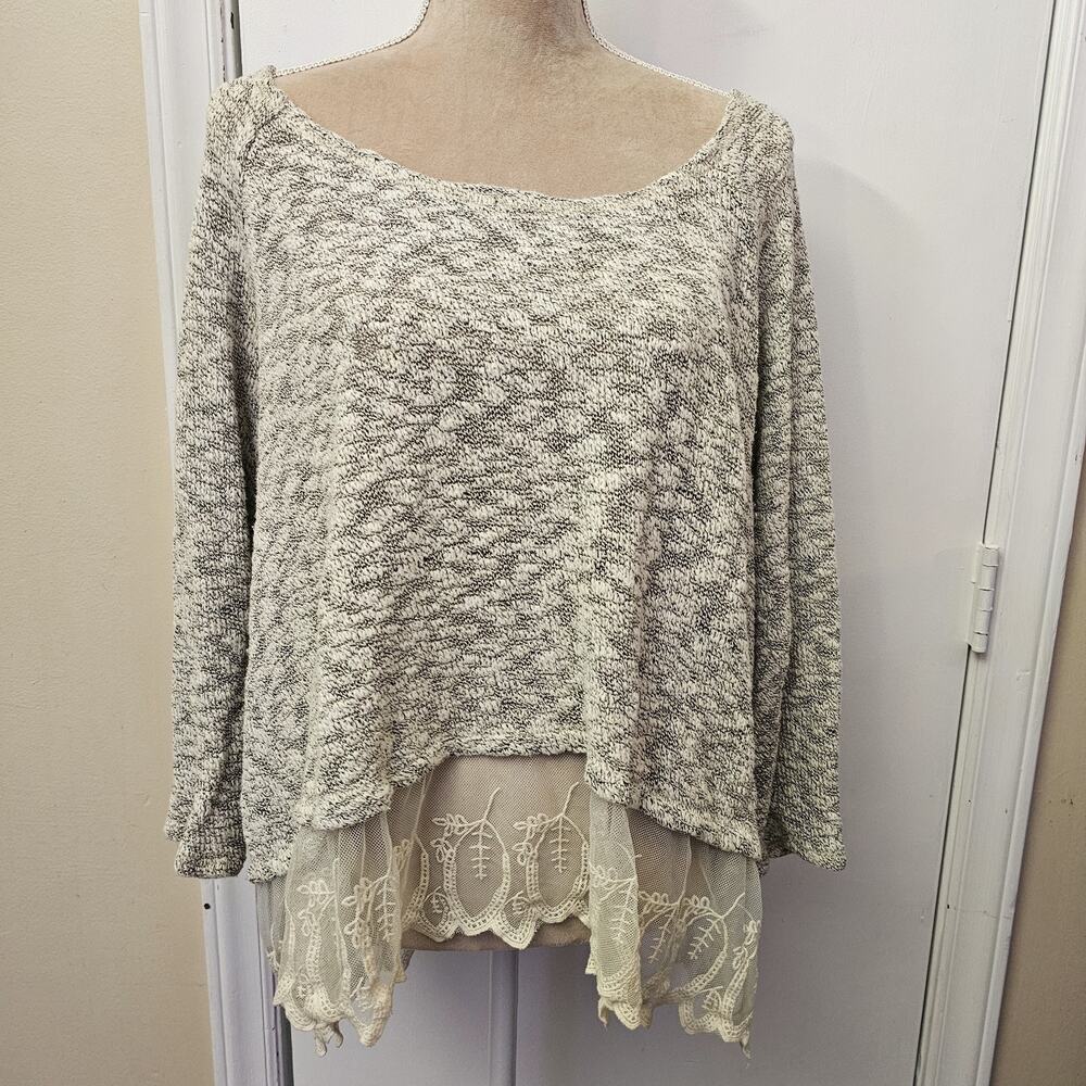 Slouchy Cotton Sweater 2X Lace Fairy Grunge Forestcore Indie Sleaze Made in USA